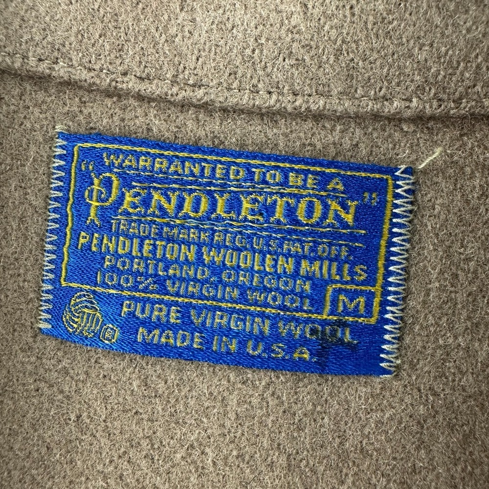 Vintage Pendleton Jacket Mens Medium Beige Wool Mackinaw Coat 70s Made in USA - Picture 5 of 16